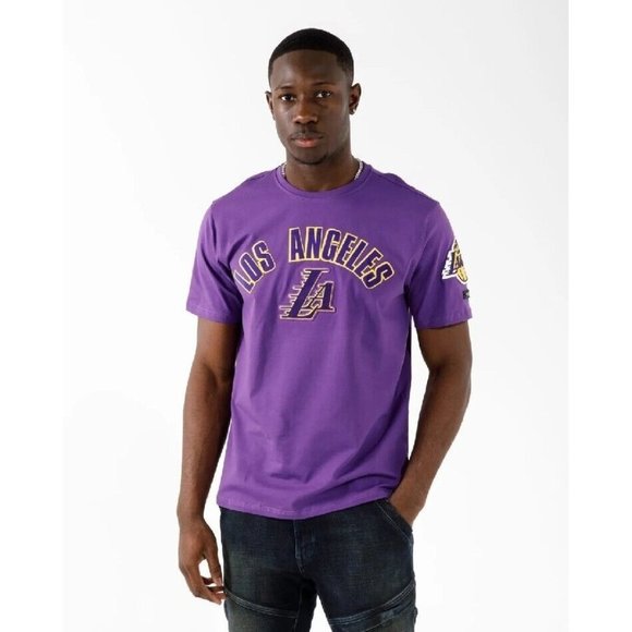 Size Small- MENS PRO STANDARD LOS ANGELES LAKERS STACKED LOGO TEE - Picture 1 of 2